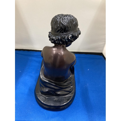 10 - A BRONZED FIGURE OF A YOUNG GIRL