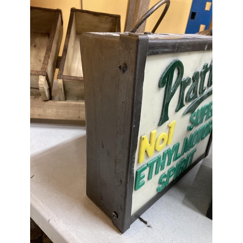 36 - A PRATTS NO.1 SUPER ETHYLMOTOR SPIRIT ILLUMINATED LIGHT BOX SIGN