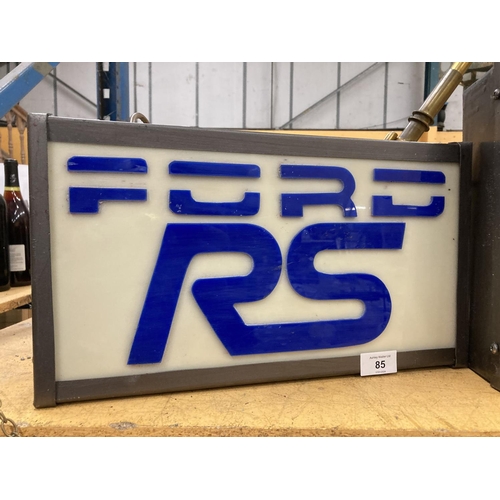 85 - A FORD RS ILLUMINATED LIGHT BOX SIGN