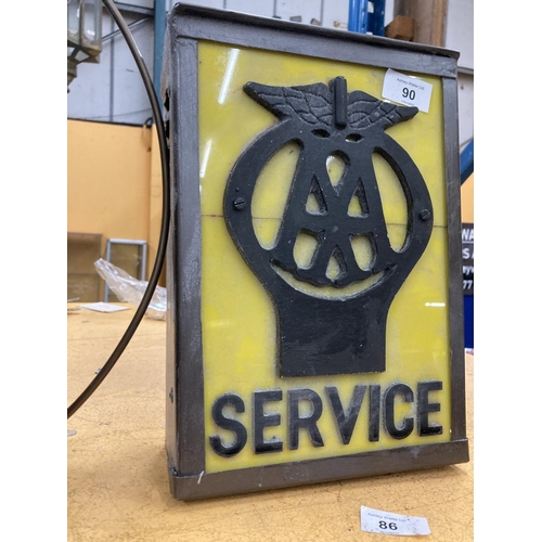 90 - AN AA SERVICE ILLUMINATED LIGHT BOX SIGN