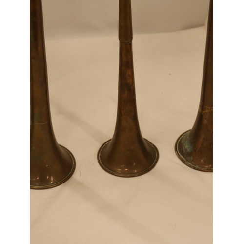 151 - FOUR GRADUATED VICTORIAN BRASS AND COPPER HUNTING HORNS