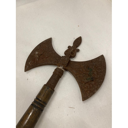 166 - A VINTAGE DOUBLE HEADED GRYPHON AXE