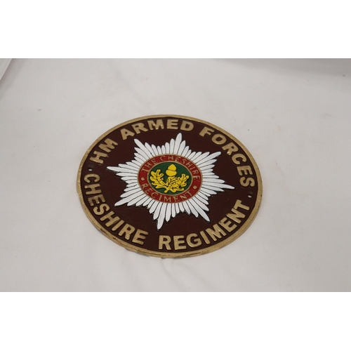 273 - A CAST ARMED FORCES, CHESHIRE SIGN, DIAMETER 23CM