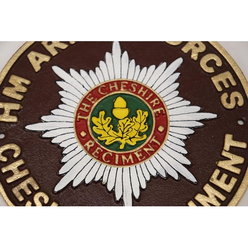 273 - A CAST ARMED FORCES, CHESHIRE SIGN, DIAMETER 23CM