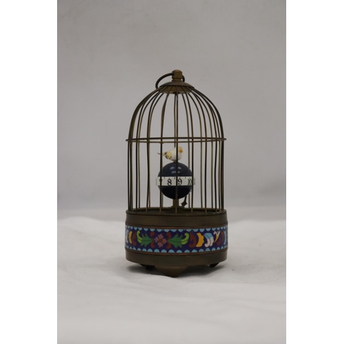 274 - A MECHANICAL BRASS BIRD CAGE CLOCK