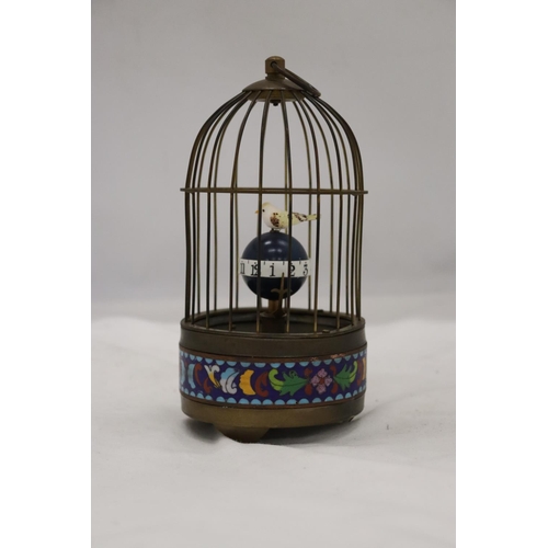 274 - A MECHANICAL BRASS BIRD CAGE CLOCK