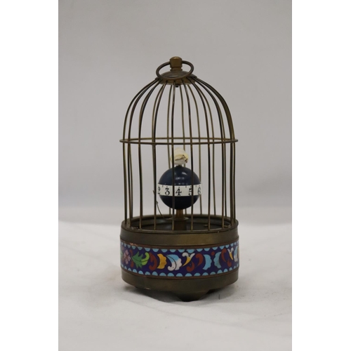 274 - A MECHANICAL BRASS BIRD CAGE CLOCK