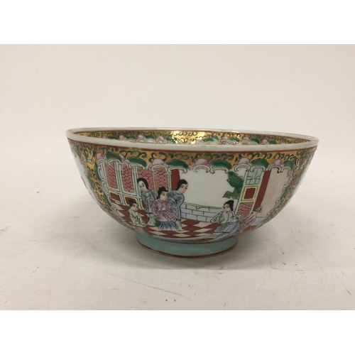 399 - A CANTON FAMILLE ROSE FOOTED BOWL - 12CM (H) 25.5 (W)