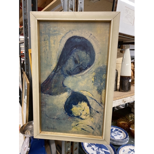 431 - A 1950'S RETRO 'MADONNA AND CHILD' PRINT, 28