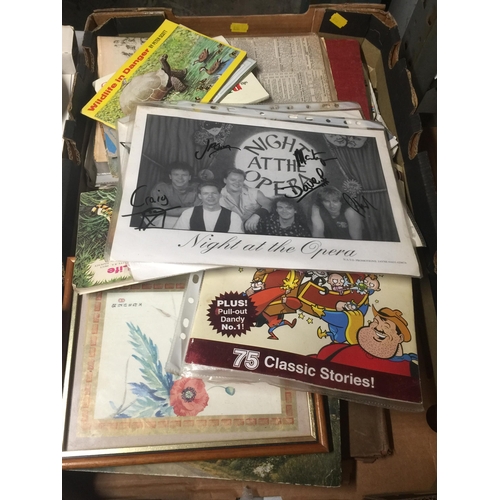 466 - A BOX OF ASSORTED MAGAZINES, EPHEMERA, ALBUMS ETC