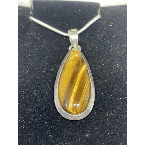 572 - A BOXED SILVER TIGERS EYE NECKLACE