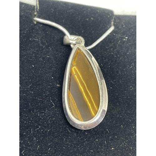 572 - A BOXED SILVER TIGERS EYE NECKLACE