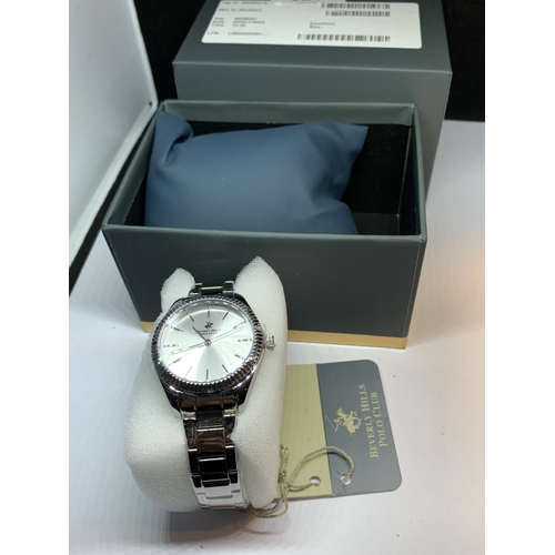 621 - AN AS NEW AND BOXED BEVERLEY HILLS POLO CLUB WRIST WATCH SEEN WORKING BUT NO WARRANTY