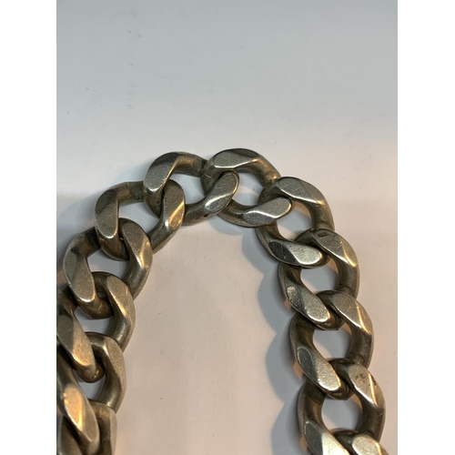 682 - A VERY HEAVY SILVER FLAT LINK WRIST CHAIN