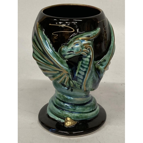 731 - AN ANITA HARRIS HAND PAINTED AND SIGNED IN GOLD DRAGON GOBLET