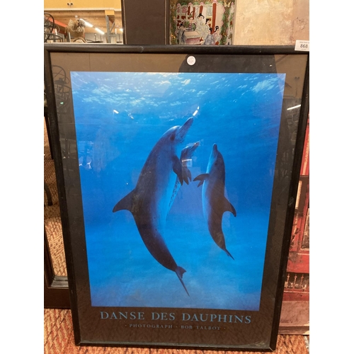 868 - A PRINT OF DOLPHINS 'DANSE DES DAUPHINS, 63CM X 88CM