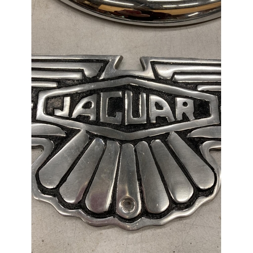 874 - A CHROME JAGUAR SIGN