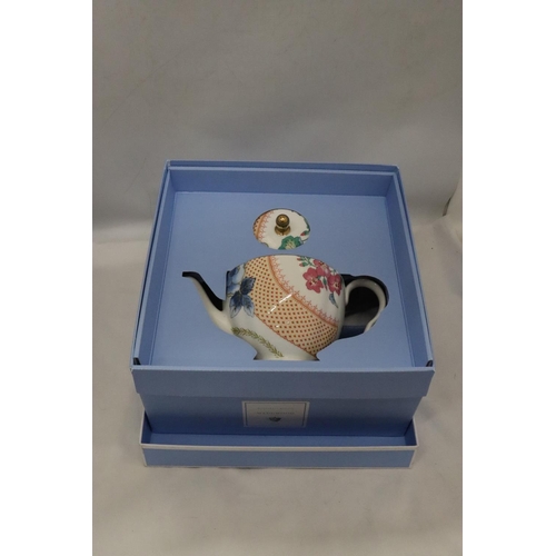 944 - A BOXED WEDGWOOD TEAPOT BUTTERFLY BLOOM