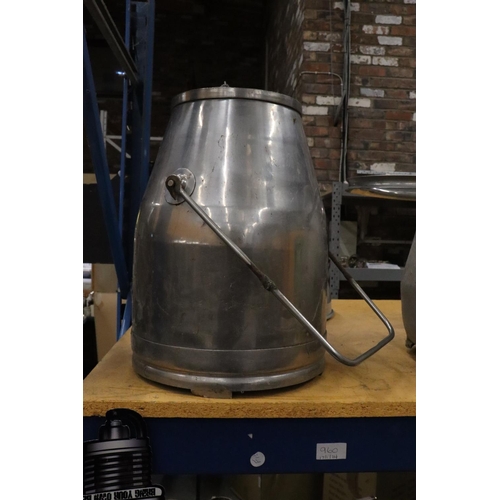 960 - A STAINLESS STEEL MILK CHURN, HEIGHT APPROX 40CM