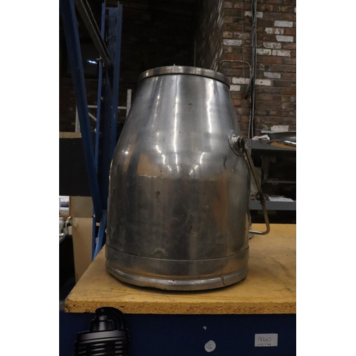 960 - A STAINLESS STEEL MILK CHURN, HEIGHT APPROX 40CM