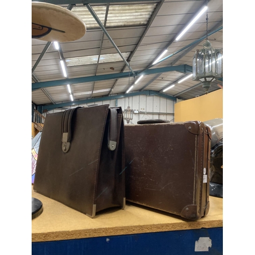 977 - TWO VINTAGE LEATHER BRIEFCASES