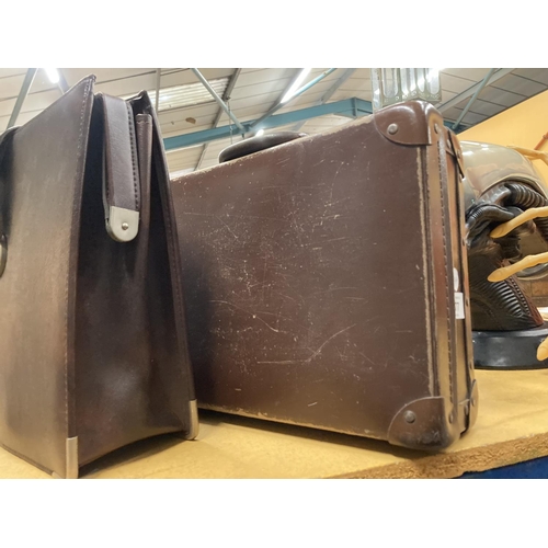 977 - TWO VINTAGE LEATHER BRIEFCASES