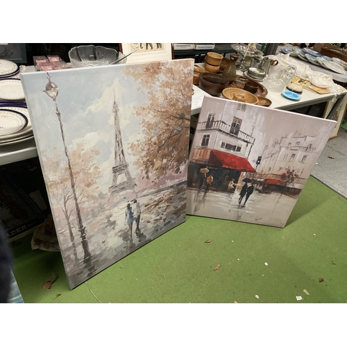 1074 - TWO LARGE CANVAS PRINTS OF PARIS