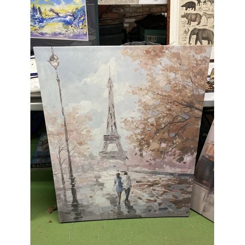 1074 - TWO LARGE CANVAS PRINTS OF PARIS