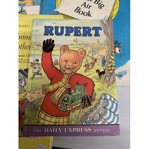 1135 - A QUANTITY OF VINTAGE BOOKS TO INCLUDE RUPERT THE BEAR