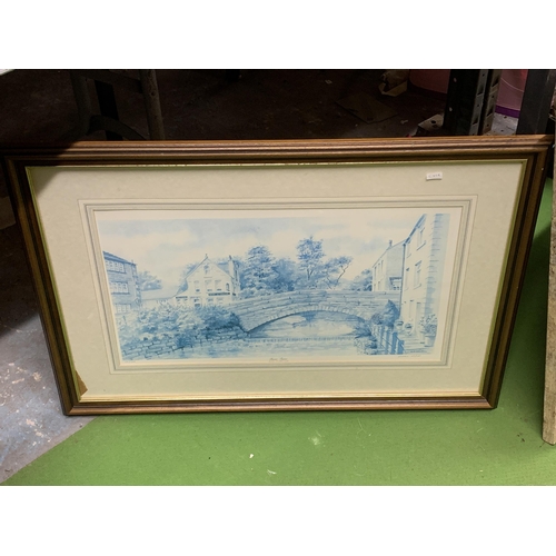 1148 - A FRAMED PRINT OF RIVER TAME BY N.S. NELSON