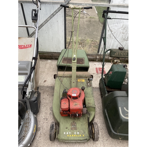 1653 - A VINTAGE HAYTER HARRIER ROTARY MOWER COMPLETE WITH GRASS BOX