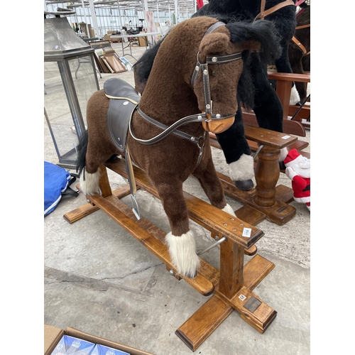 1708 - A VINTAGE MJMARK BROWN AND WHITE ROCKING HORSE