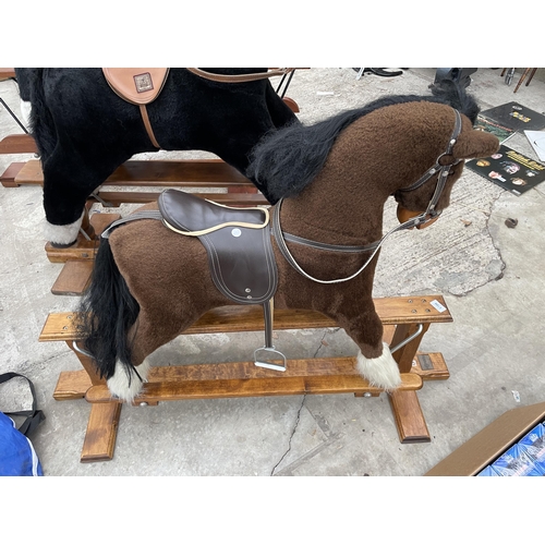 1708 - A VINTAGE MJMARK BROWN AND WHITE ROCKING HORSE