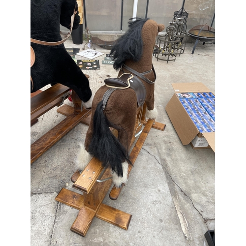 1708 - A VINTAGE MJMARK BROWN AND WHITE ROCKING HORSE