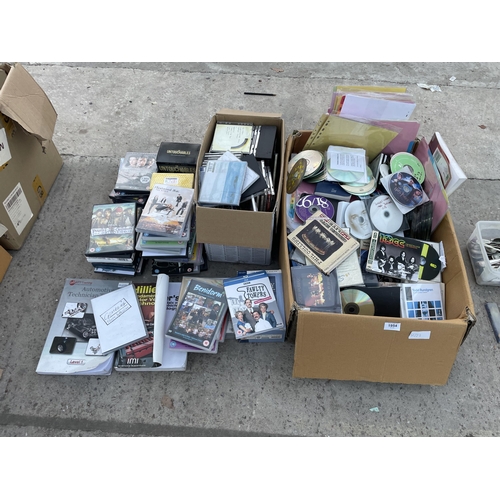 1954 - A LARGE ASSORTMENT OF DVDS, CDS AND BOOKS ETC