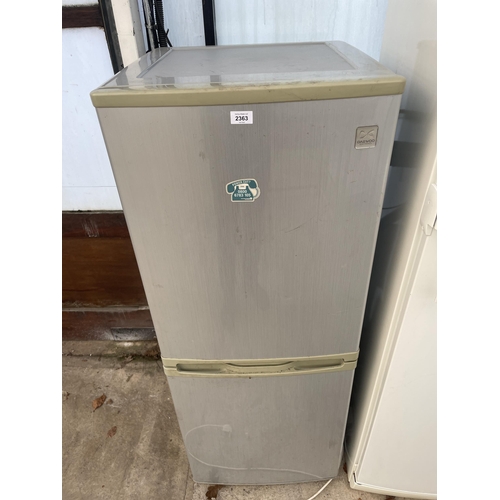 2363 - A GREY DAEWOO UPRIGHT FRIDGE FREEZER