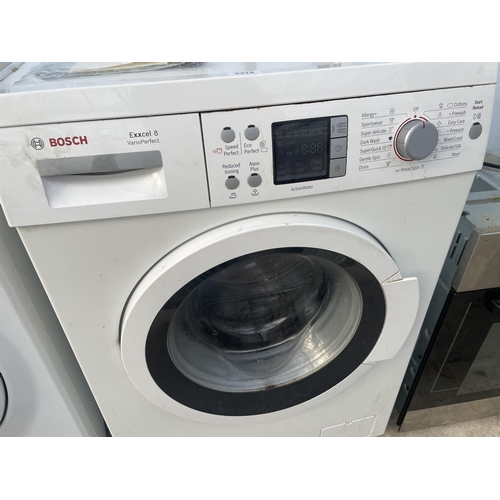 2378 - A WHITE BOSCH EXXCEL 8 WASHING MACHINE BELIEVED IN WORKING ORDER BUT NO WARRANTY