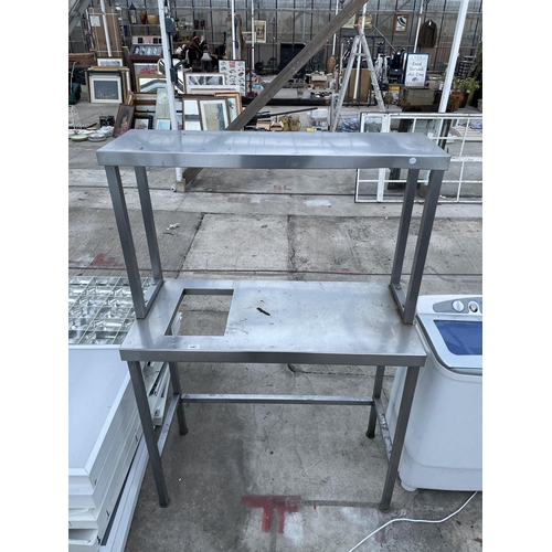 2481 - A STAINLESS STEEL TWO TIER KITCHEN UNIT