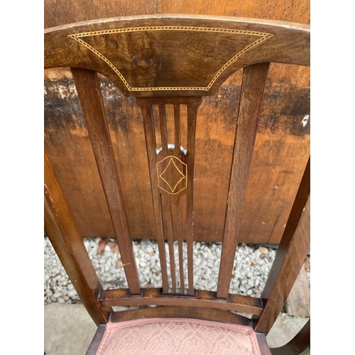 2528 - A PAIR OF EDWARDIAN MAHOGANY AND INLAID BEDROOM CHAIRS