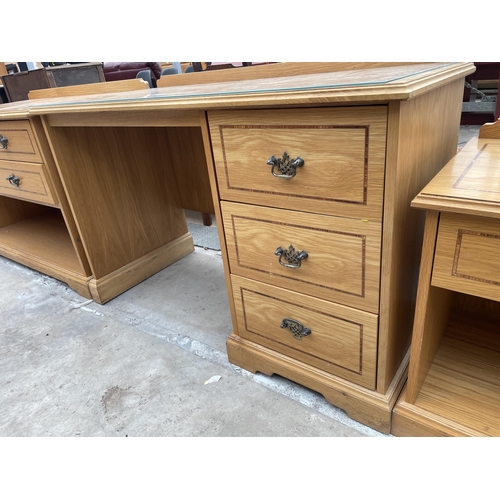 2534 - A CURTIS OAK SINGLE PEDESTAL DESK, 47