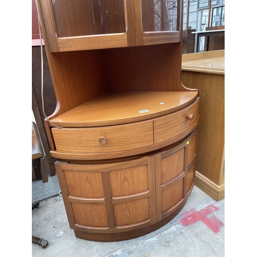 2536 - A NATHAN RETRO TEAK CORNER UNIT WITH GLAZED UPPER PORTION