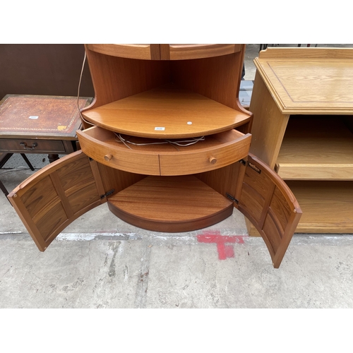 2536 - A NATHAN RETRO TEAK CORNER UNIT WITH GLAZED UPPER PORTION