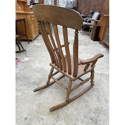 2547 - A VICTORIAN STYLE ELM AND BEECH ROCKING CHAIR