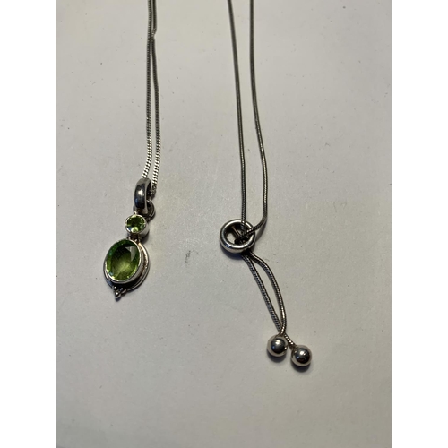 540 - TWO SILVER NECKLACES WITH PENDANTS