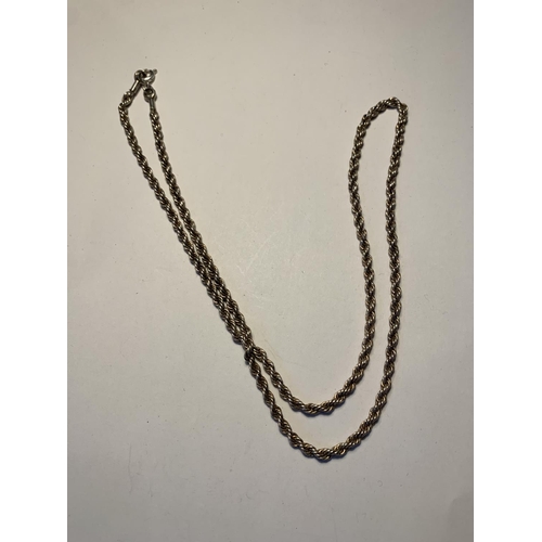 560 - A SILVER ROPE CHAIN NECKLACE LENGTH 24