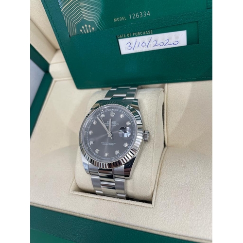 501 - A ROLEX DATEJUST 40 MM WRIST WATCH WITH STAINLESS STEEL CASE, OYSTER STAINLESS STEEL BRACELET, DIAMO... 