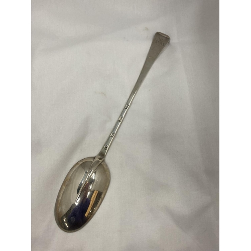 12 - A HALLMARKED SILVER DELVING SPOON - 135 GRAMS