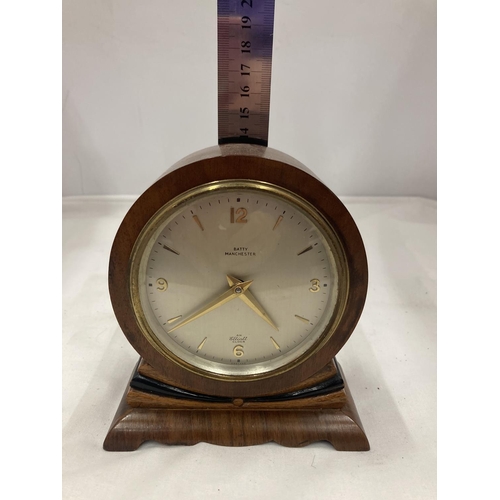 5 - A BATTY MANCHESTER ELLIOTT DECO STYLE MANTLE CLOCK SEEN WORKING BUT NO WARRANTY