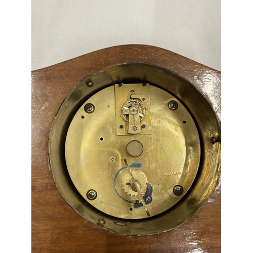 6 - A SWISS MADE INLAID MANTLE CLOCK SEEN WORKING BUT NO WARRANTY