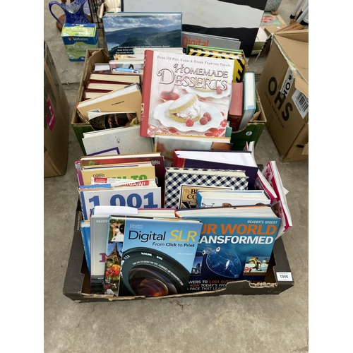 1946 - A LARGE ASSORTMENT OF BOOKS TO INCLUDE COOK BOOKS ETC